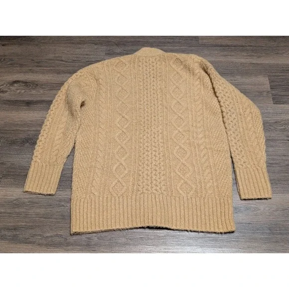 J. Crew Cable Knit Button Front Cardigan Sweater Tan Size S READ - Picture 5 of 5